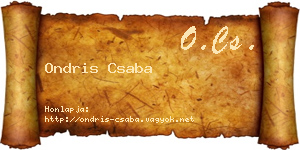 Ondris Csaba névjegykártya